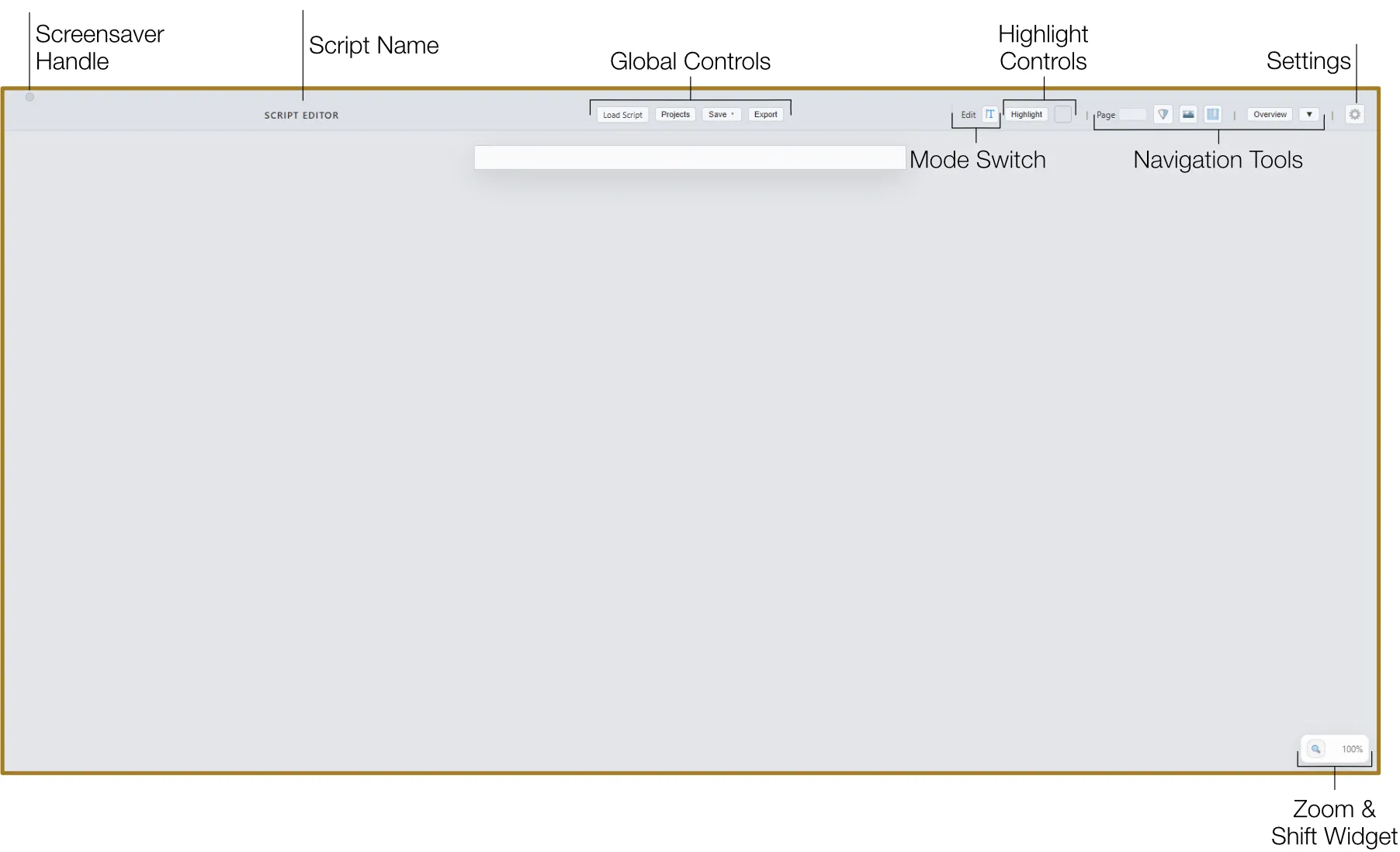 Script Editor overview showing the workspace with script canvas and toolbar